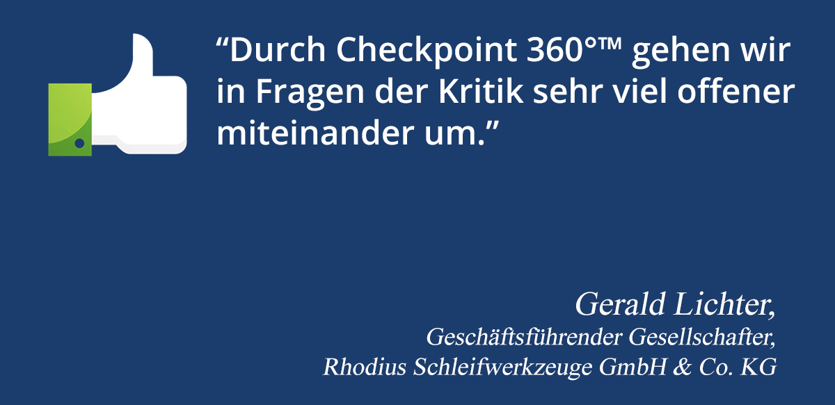 Durch Checkpoint 360 gehen wir in Fragen der Kritik sehr viel offener miteinander um